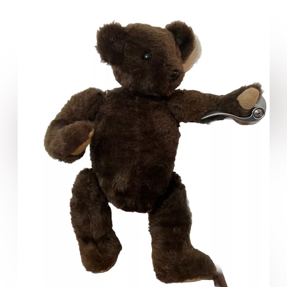 Vtg Holiday Teddy Bear Chocolate Brown Fully Jointed Posable 12”-22” Christmas - Picture 10 of 11